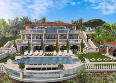 Villa architecte avec piscine jardin escalier